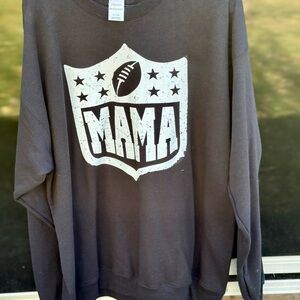 Hanes Black Crewneck Sweatshirt with White Football Shield Graphic